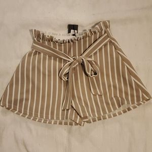 Striped paperbag waist shorts